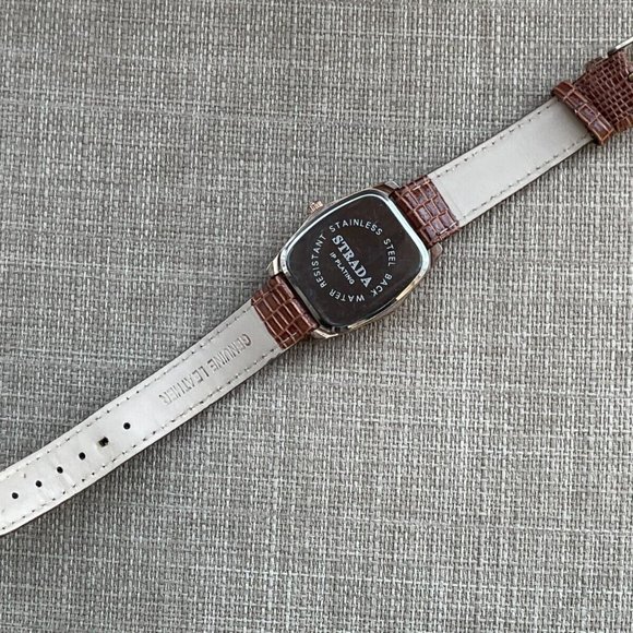Strada Ldies Wristwatch Brown Leather Band Japan Quartz Movement - Picture 10 of 12